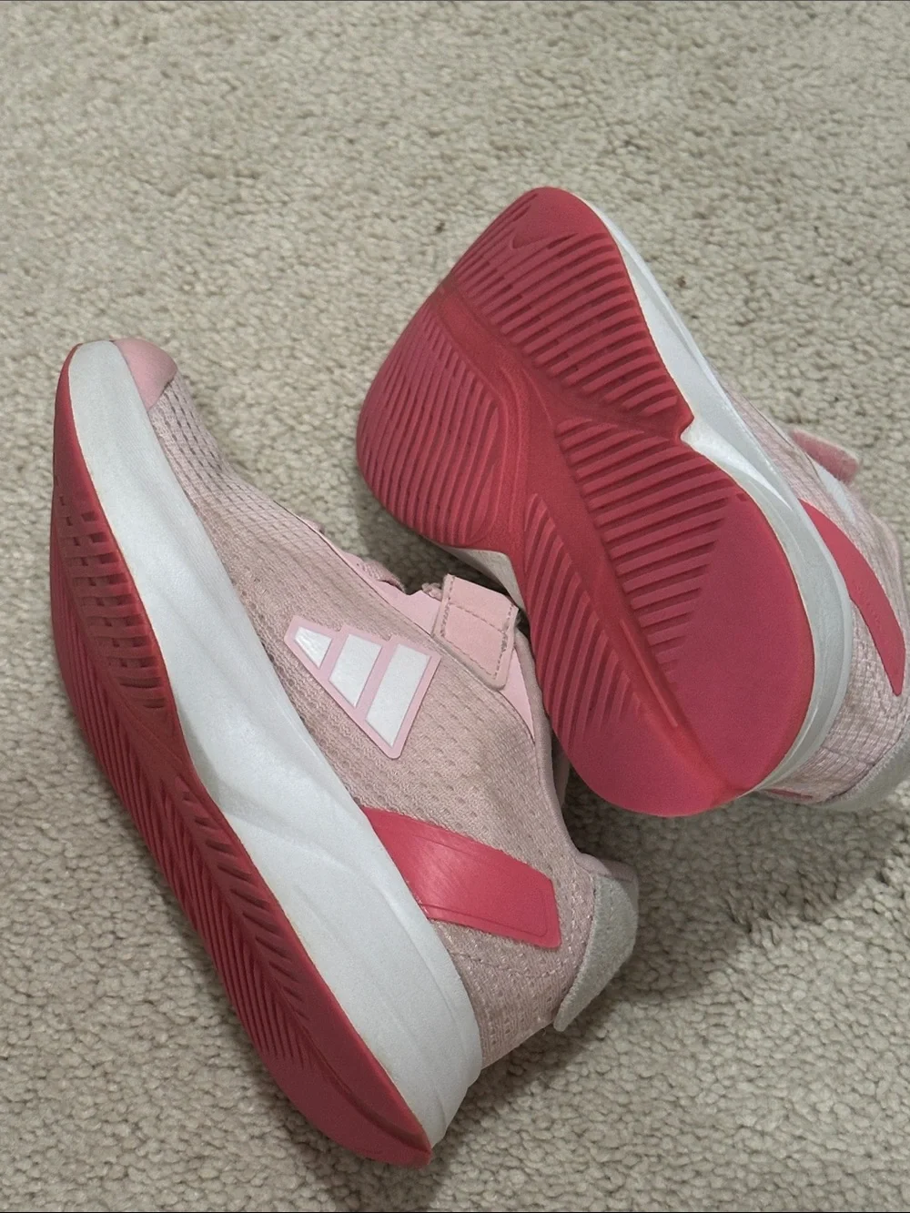 adidas Kids Light Pink Mesh Sneakers with Hook-and-Loop Strap